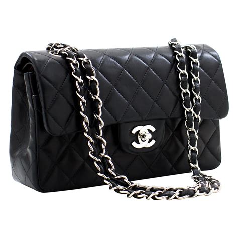 chanel balck bag|black chanel bag with black chain.